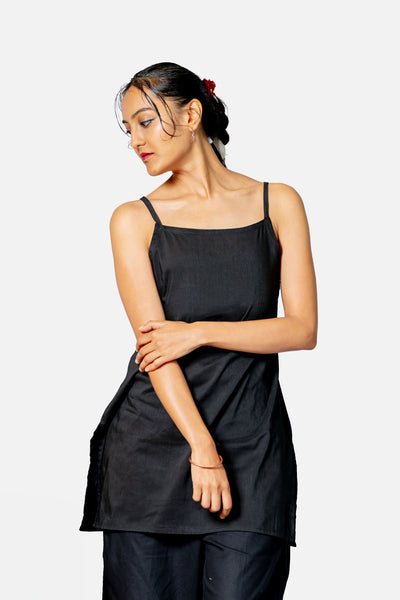 Short Black Sleeveless Kurta