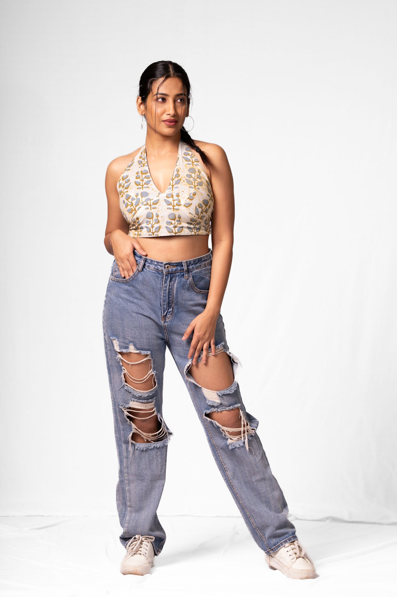 Reversible Kalamkari Halter Top