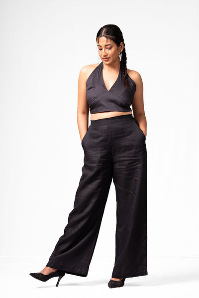 Black Wide Leg Linen Pants