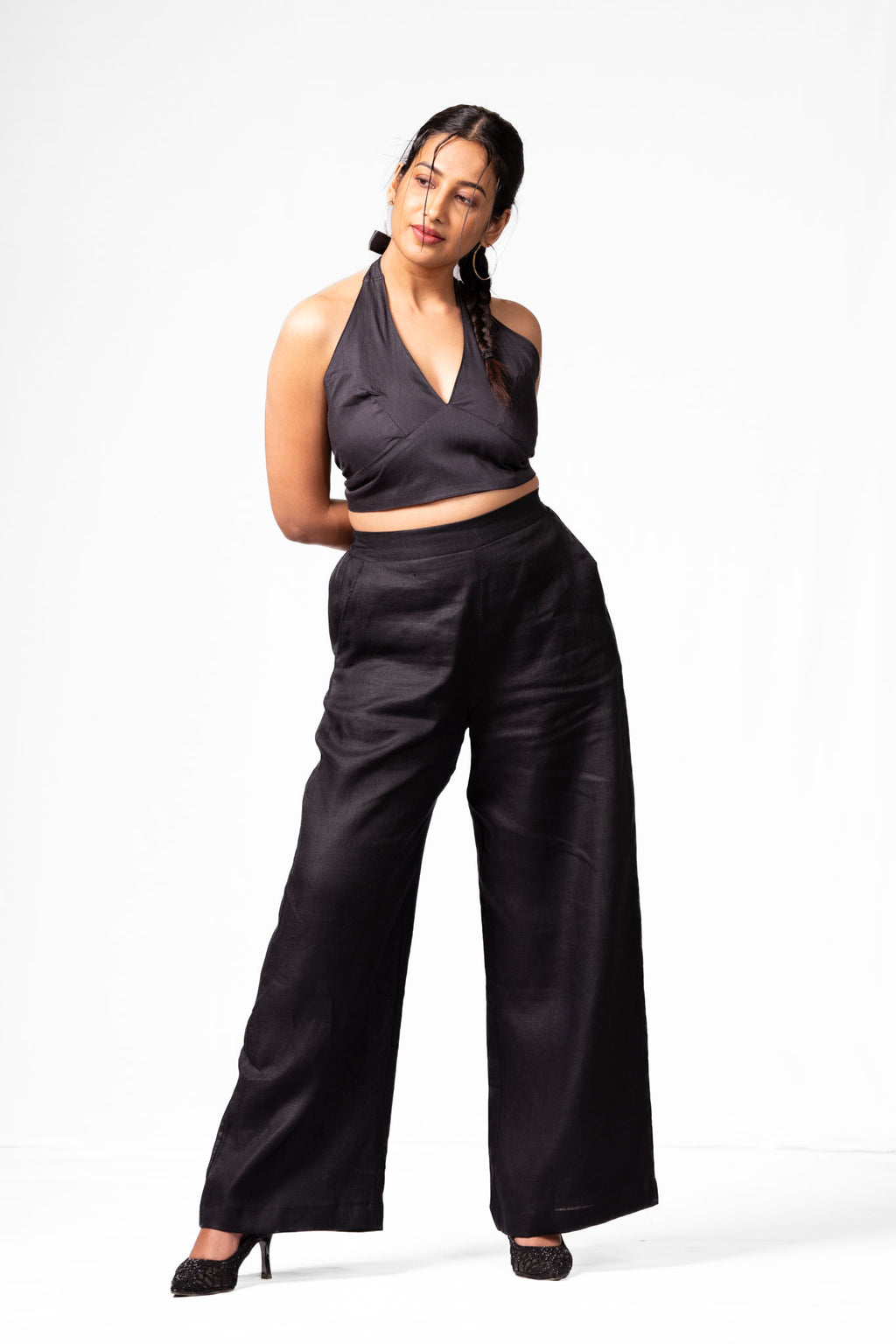 Black Wide Leg Linen Pants
