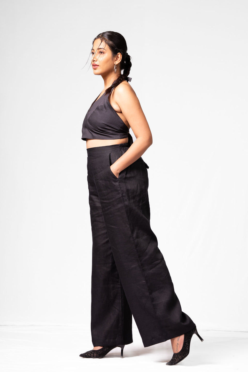 Black Wide Leg Linen Pants
