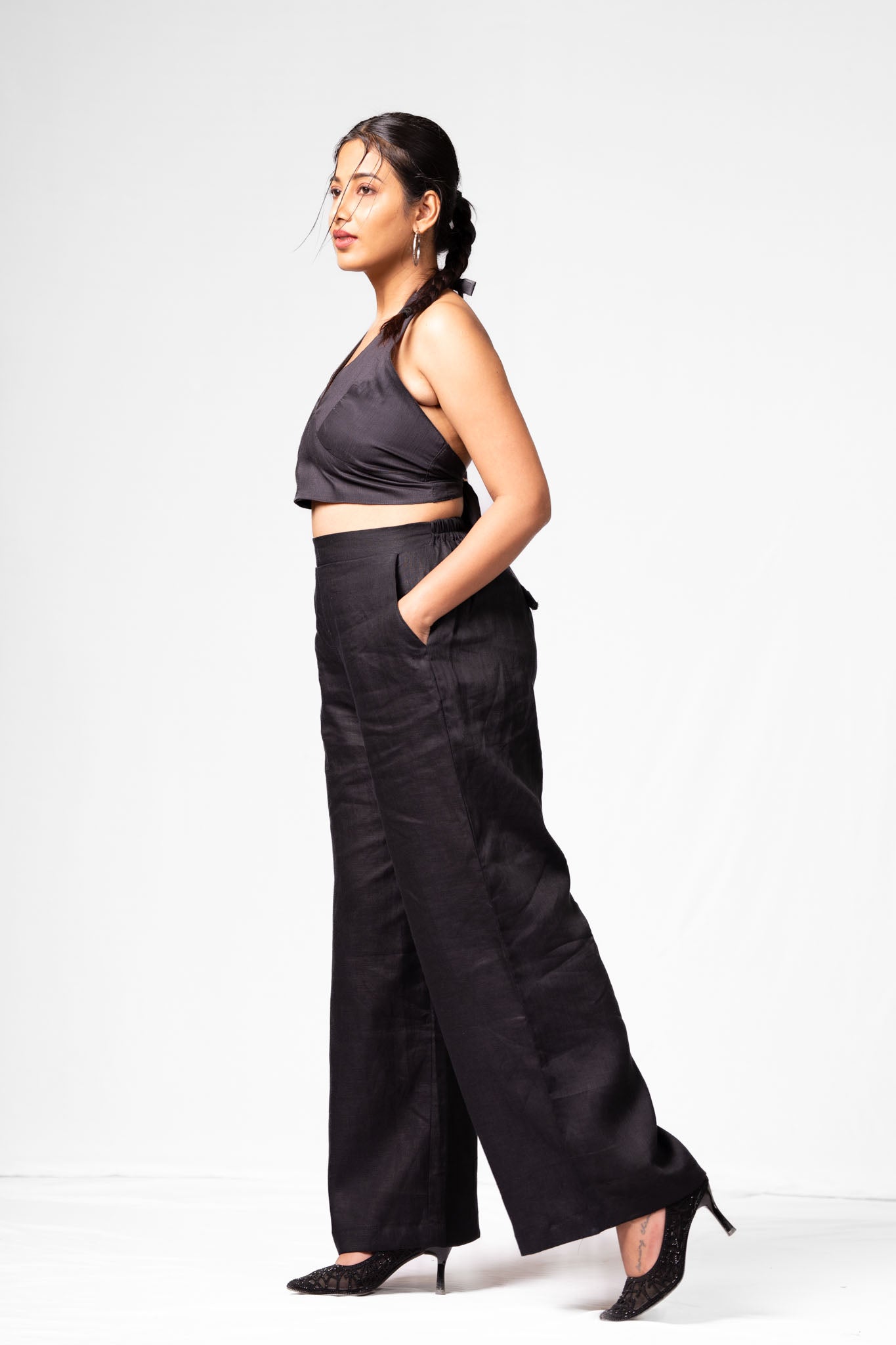 Black Wide Leg Linen Pants