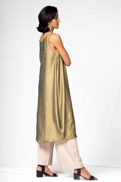 Middle Slit Metallic Green Kurta