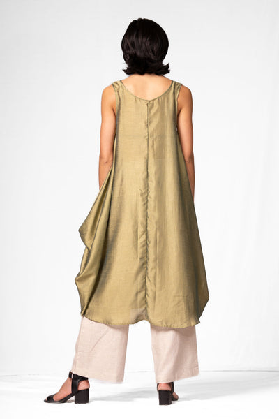 Middle Slit Metallic Green Kurta