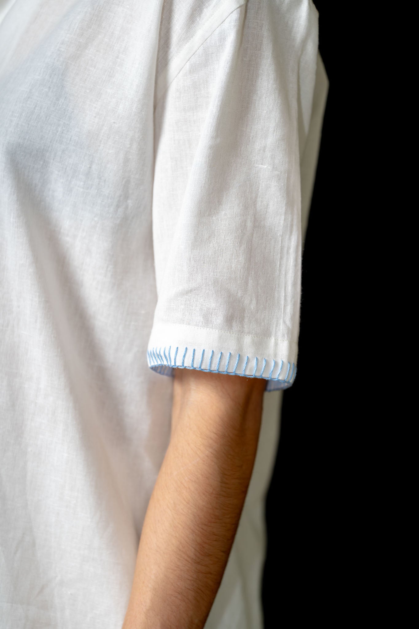 White Hand Stitched Button Down Shirt