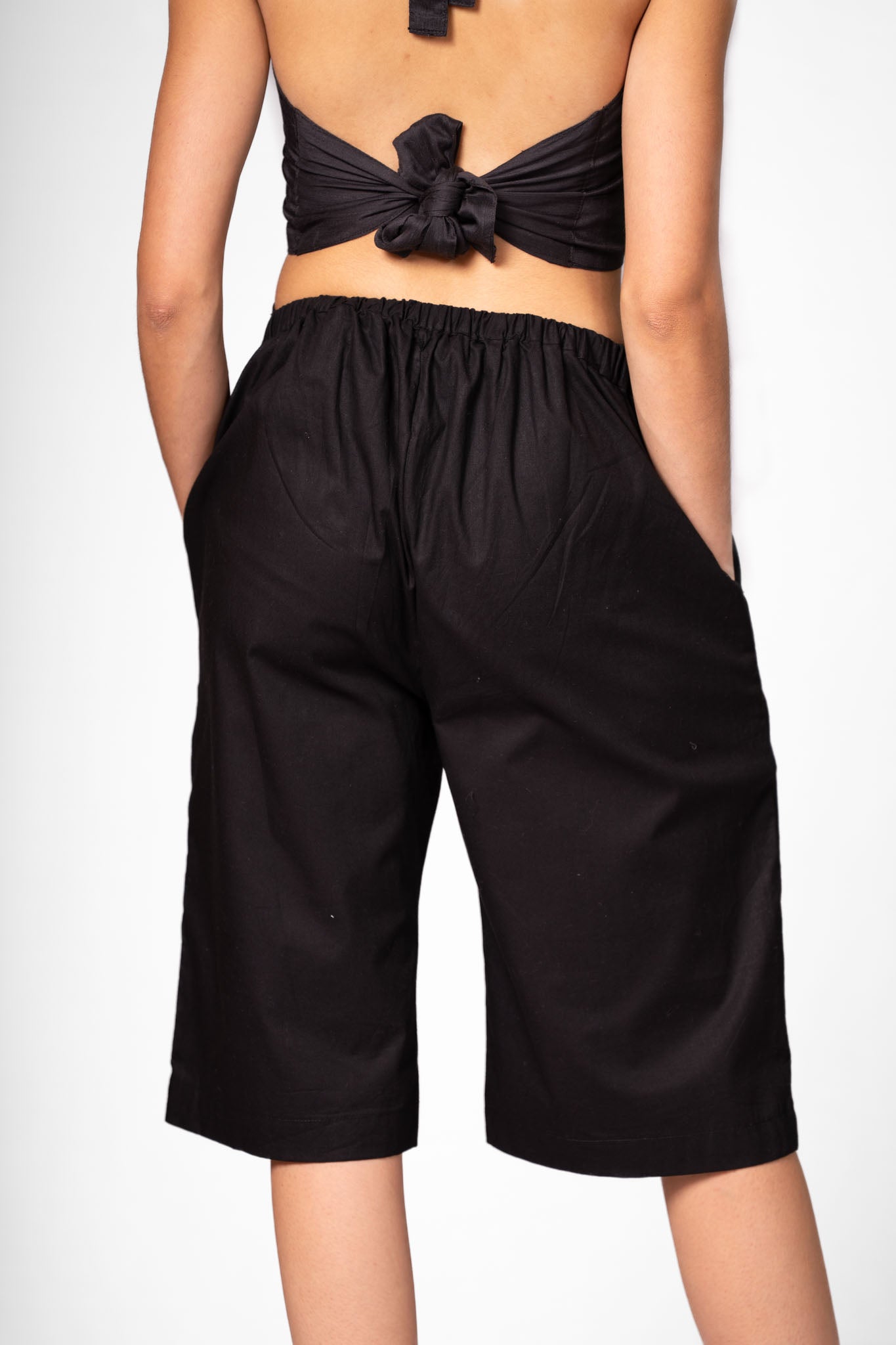 Long Black Wide Leg Shorts