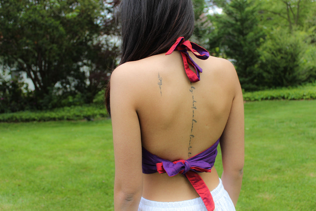 Red and Purple Reversible Halter Top
