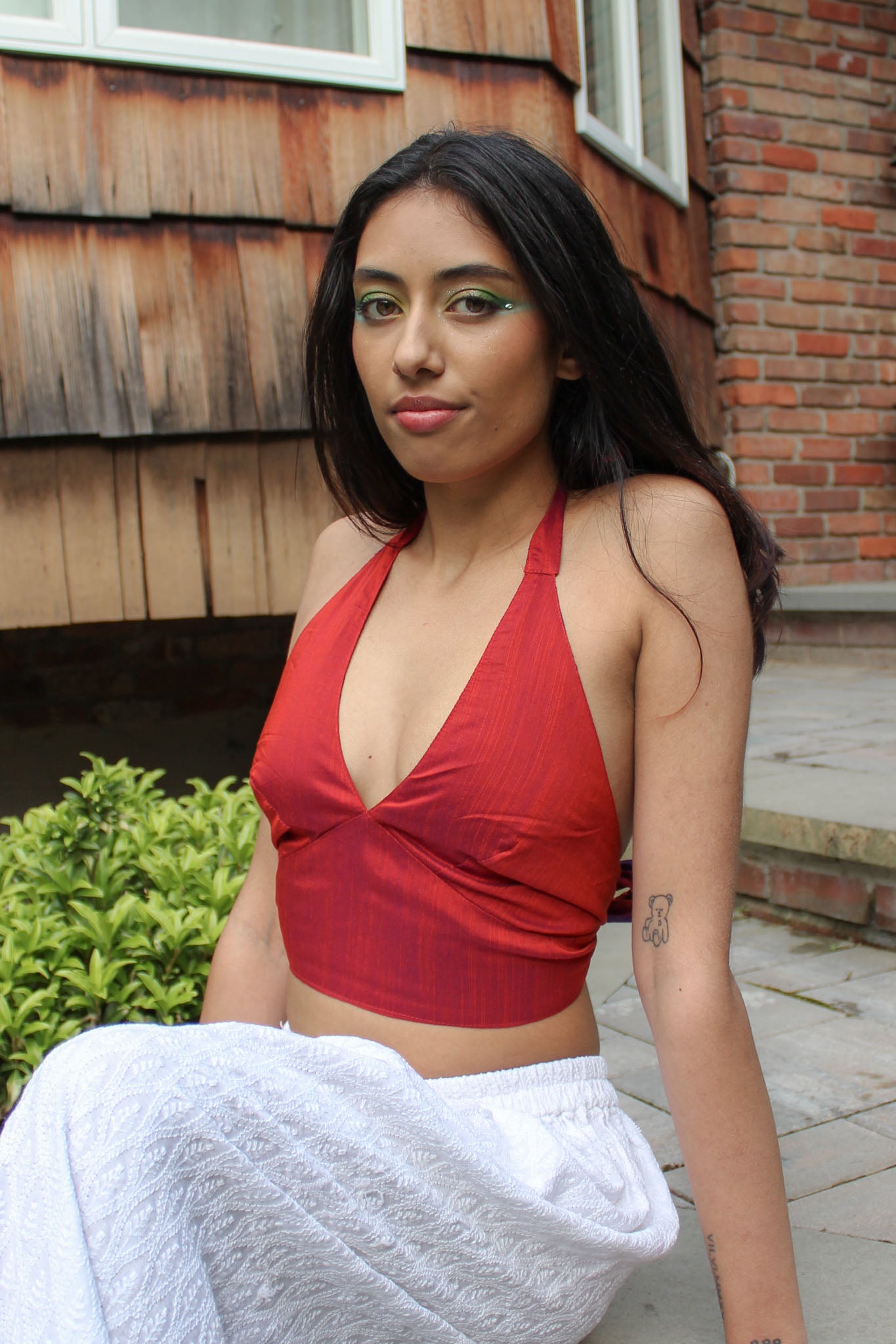 Red and Purple Reversible Halter Top