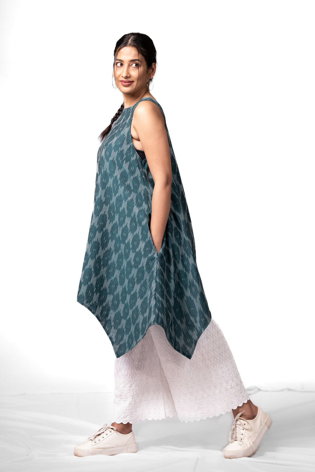 Winged Ikat Dress with Pockets