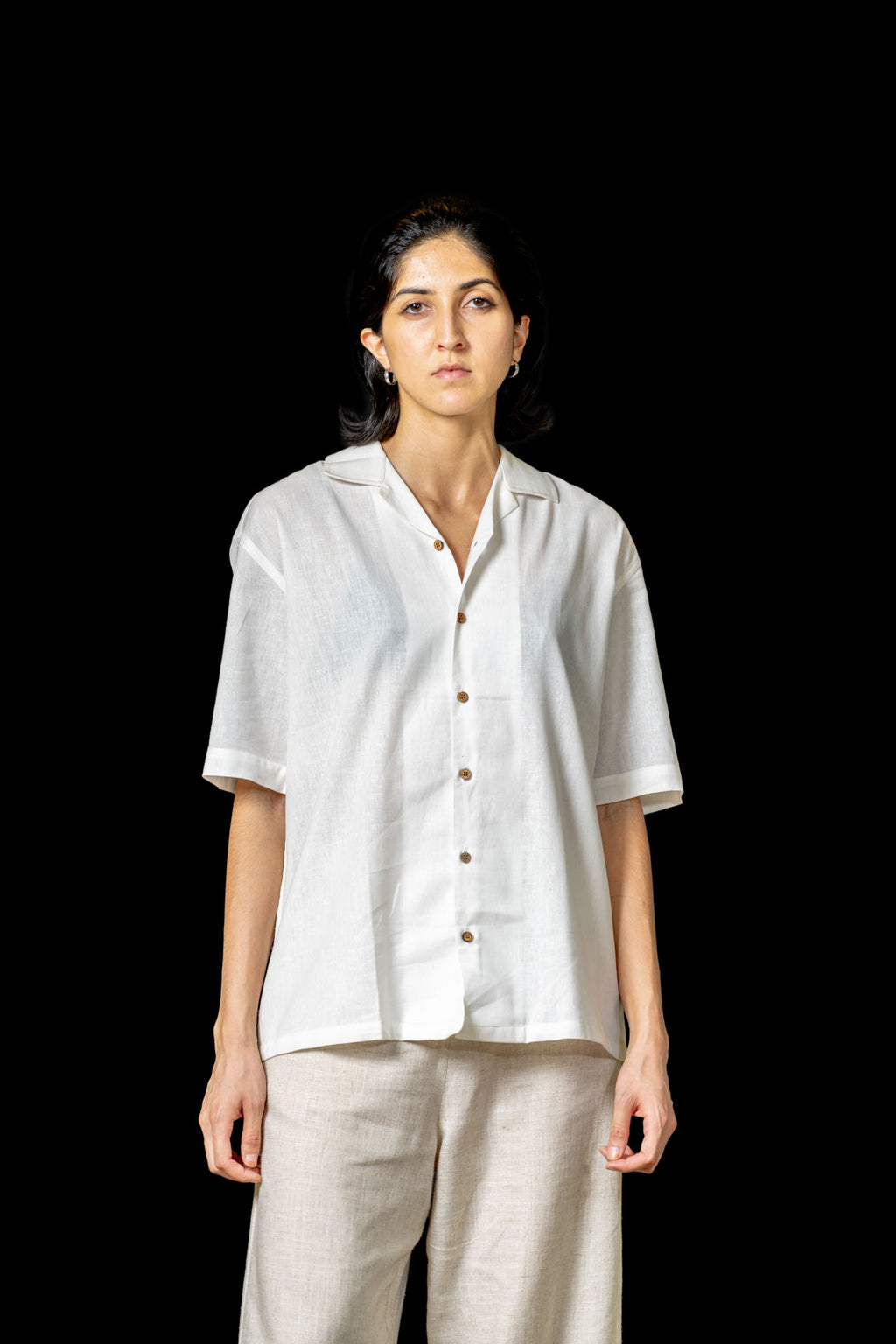 White Linen Button Down Shirt