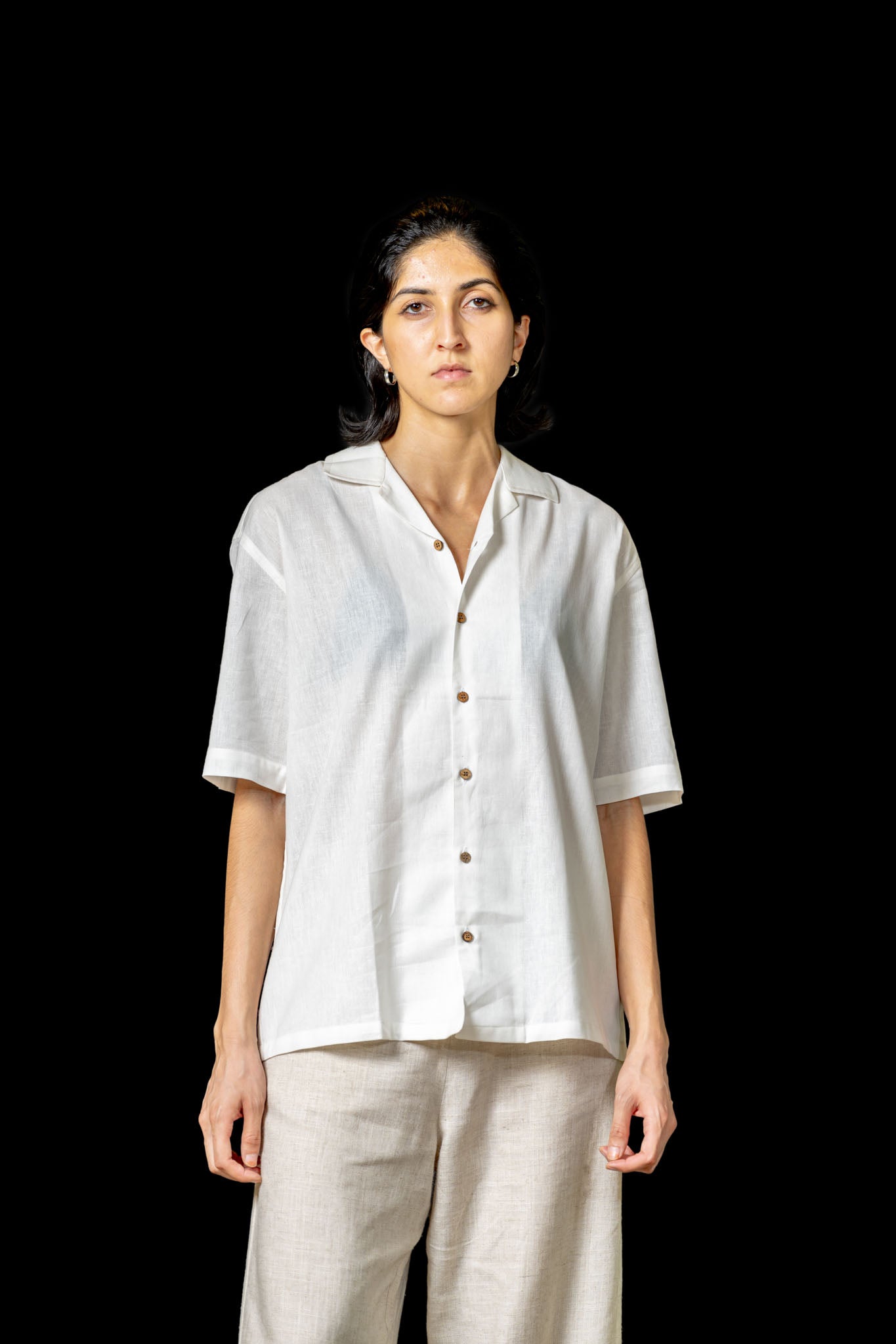 White Linen Button Down Shirt